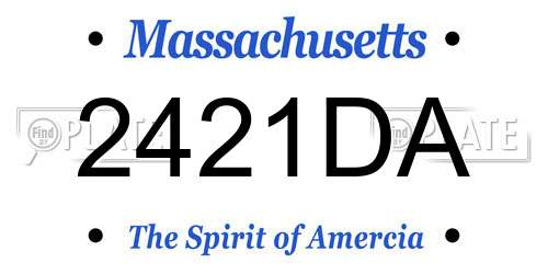 2421DA Massachusetts License Plate