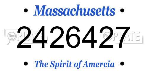 2426427 Massachusetts License Plate