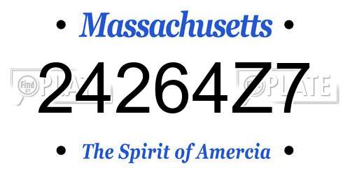 24264Z7 Massachusetts License Plate