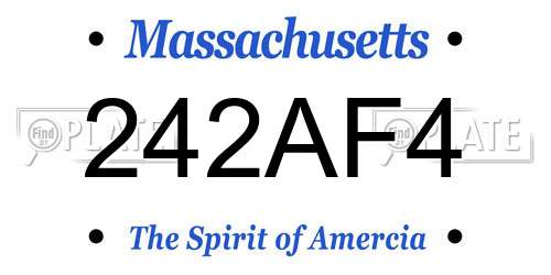 242AF4 Massachusetts License Plate