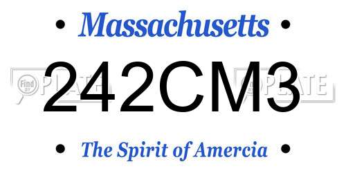 242CM3 Massachusetts License Plate