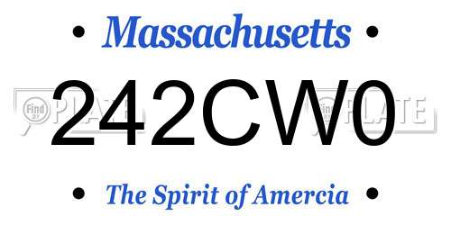 242CW0 Massachusetts License Plate