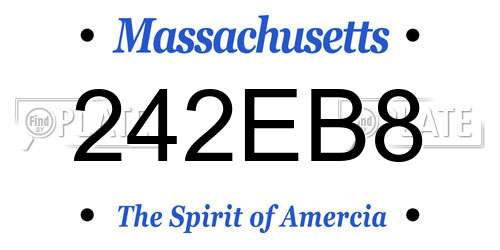 242EB8 Massachusetts License Plate