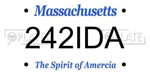 242IDA Massachusetts License Plate