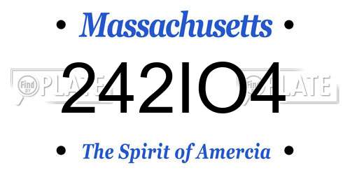 242IO4 Massachusetts License Plate