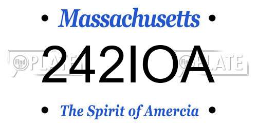 242IOA Massachusetts License Plate