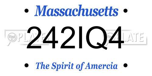 242IQ4 Massachusetts License Plate