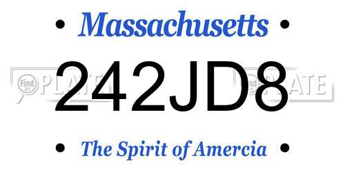 242JD8 Massachusetts License Plate