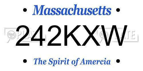 242KXW Massachusetts License Plate