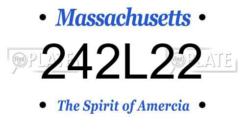 242L22 Massachusetts License Plate