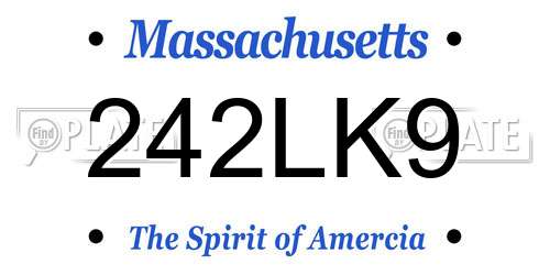 242LK9 Massachusetts License Plate