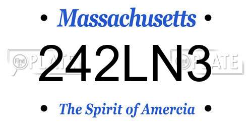 242LN3 Massachusetts License Plate