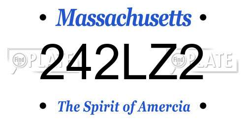 242LZ2 Massachusetts License Plate