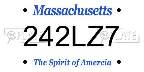 242LZ7 Massachusetts License Plate