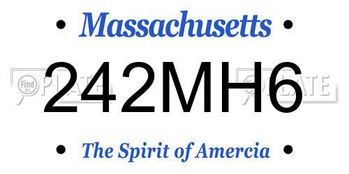 242MH6 Massachusetts License Plate
