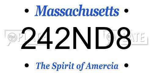 242ND8 Massachusetts License Plate