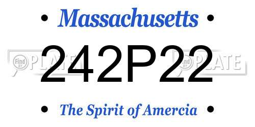 242P22 Massachusetts License Plate
