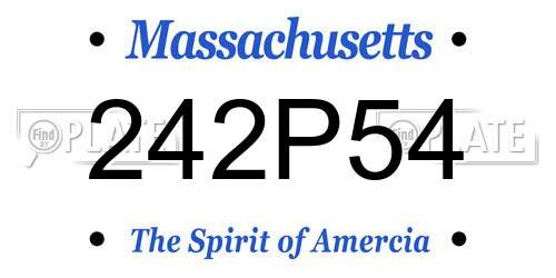 242P54 Massachusetts License Plate