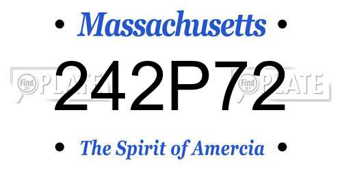 242P72 Massachusetts License Plate