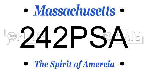 242PSA Massachusetts License Plate