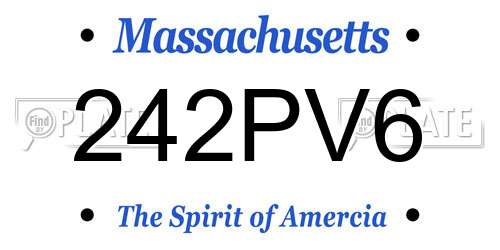 242PV6 Massachusetts License Plate