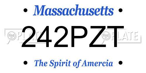 242PZT Massachusetts License Plate