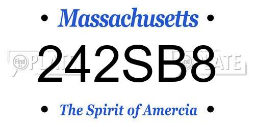 242SB8 Massachusetts License Plate