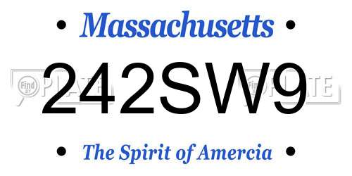 242SW9 Massachusetts License Plate