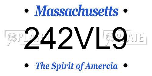 242VL9 Massachusetts License Plate