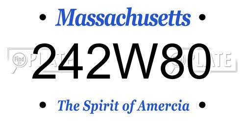 242W80 Massachusetts License Plate