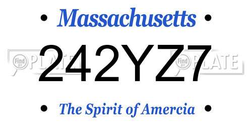 242YZ7 Massachusetts License Plate