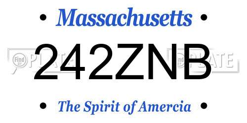 242ZNB Massachusetts License Plate