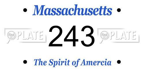 243 Massachusetts License Plate