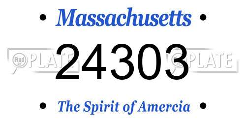 24303 Massachusetts License Plate