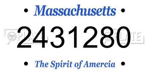 2431280 Massachusetts License Plate