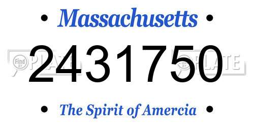 2431750 Massachusetts License Plate