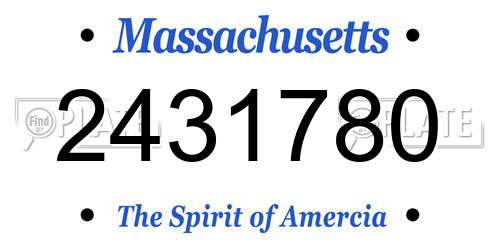 2431780 Massachusetts License Plate