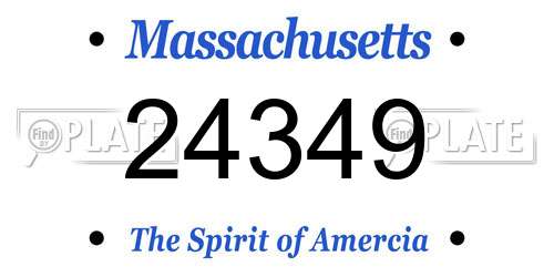 24349 Massachusetts License Plate