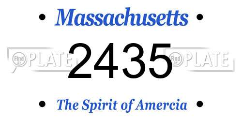 2435 Massachusetts License Plate