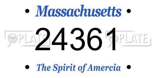 24361 Massachusetts License Plate