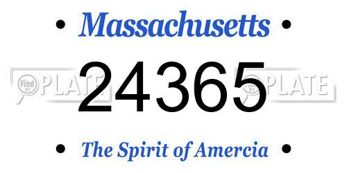 24365 Massachusetts License Plate