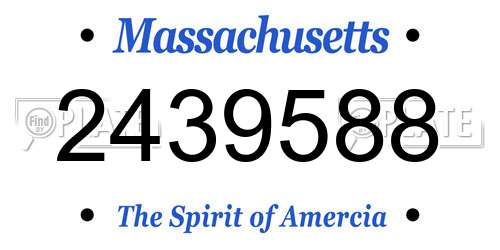 2439588 Massachusetts License Plate