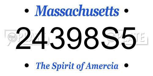 24398S5 Massachusetts License Plate