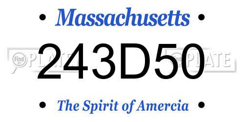 243D50 Massachusetts License Plate