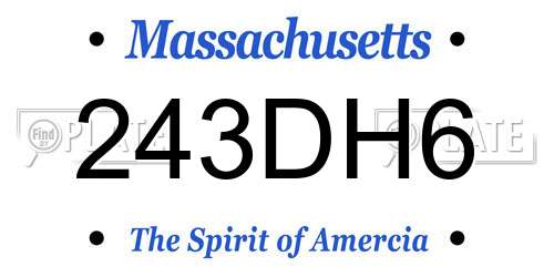 243DH6 Massachusetts License Plate