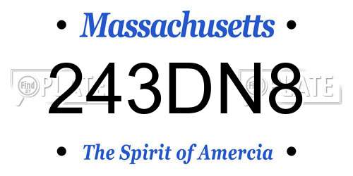 243DN8 Massachusetts License Plate