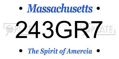 243GR7 Massachusetts License Plate