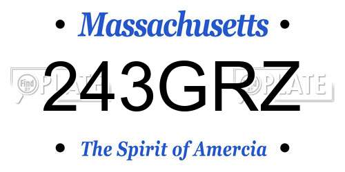 243GRZ Massachusetts License Plate