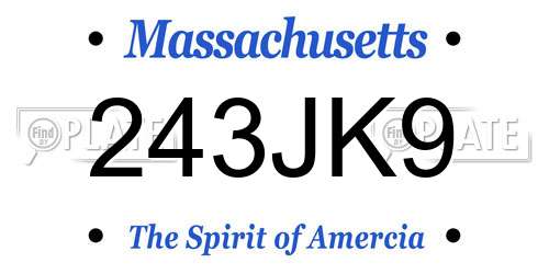 243JK9 Massachusetts License Plate