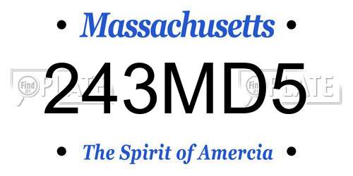 243MD5 Massachusetts License Plate